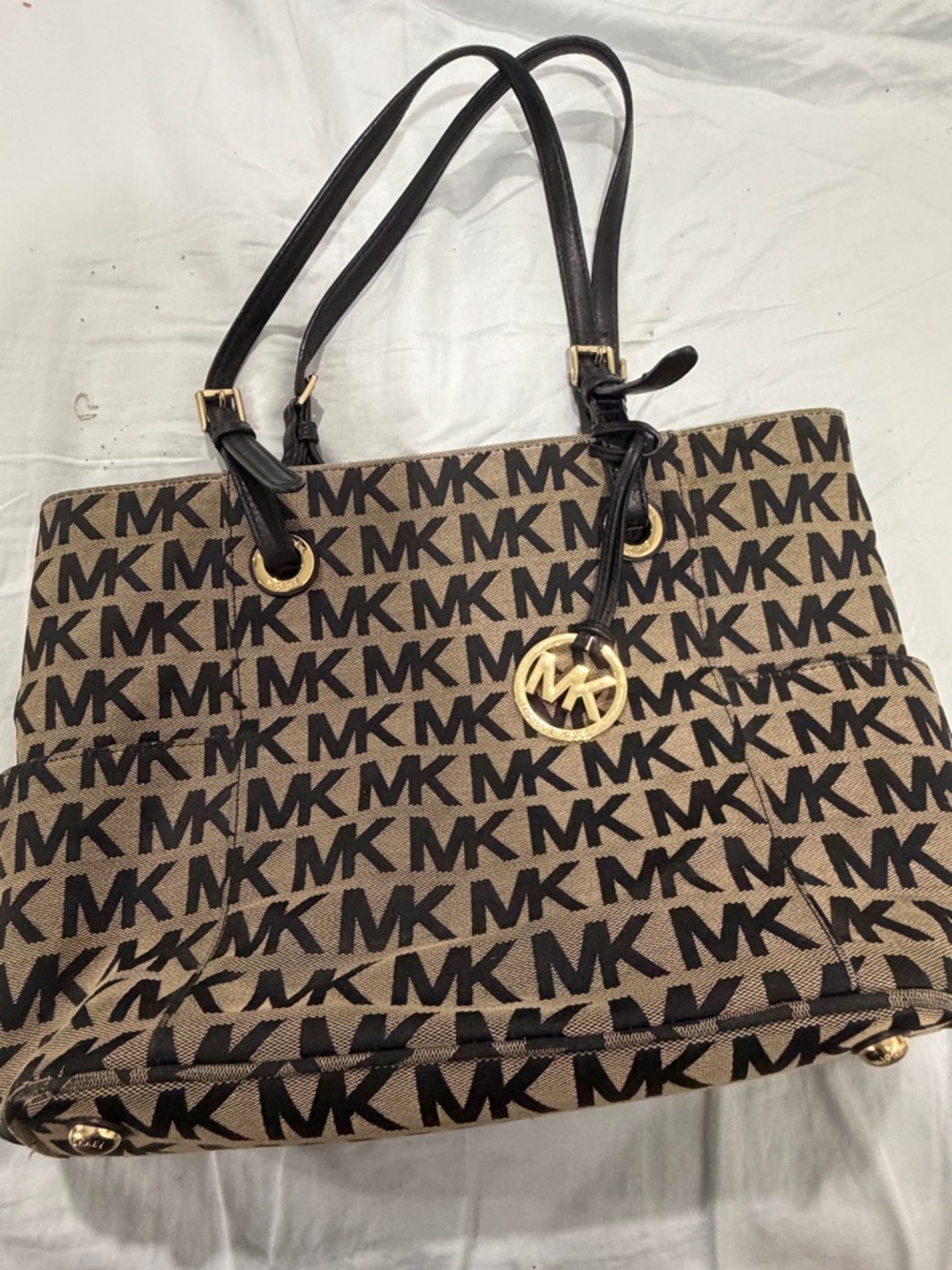 MICHAEL Michael Kors Brown and Black Logo Tote with Gold Hardware - Picture 3 of 8